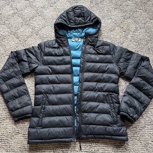 Mountain Warehouse Jacket Women’s Sz 8 Black Puffer Full Zip Hooded Outdoors